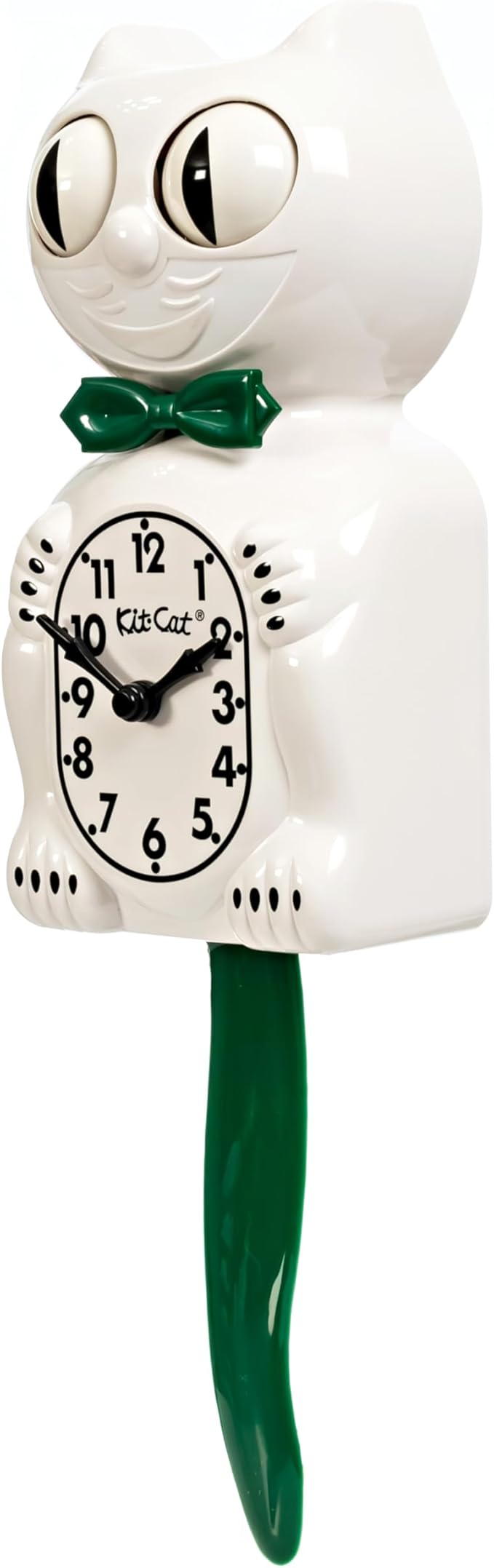 Kit-Cat Clock® Limited Edition Candy Cane Green - Retro Kit Cat Clock with Moving Eyes and Tail, Battery Operated, Made in USA