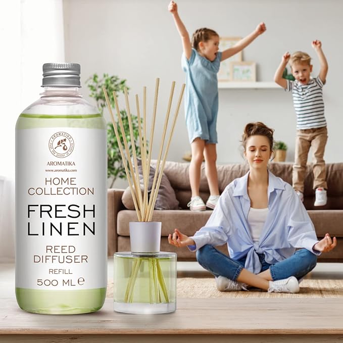 Refill Reed Diffuser Fresh Linen - Set 2 х 17 Fl Oz - Aroma Refill for Reed Diffuser - Long Lasting Home Fragrance - Air Freshener - Fresh Scent - Aromatherapy - Home Decor - Air Diffuser