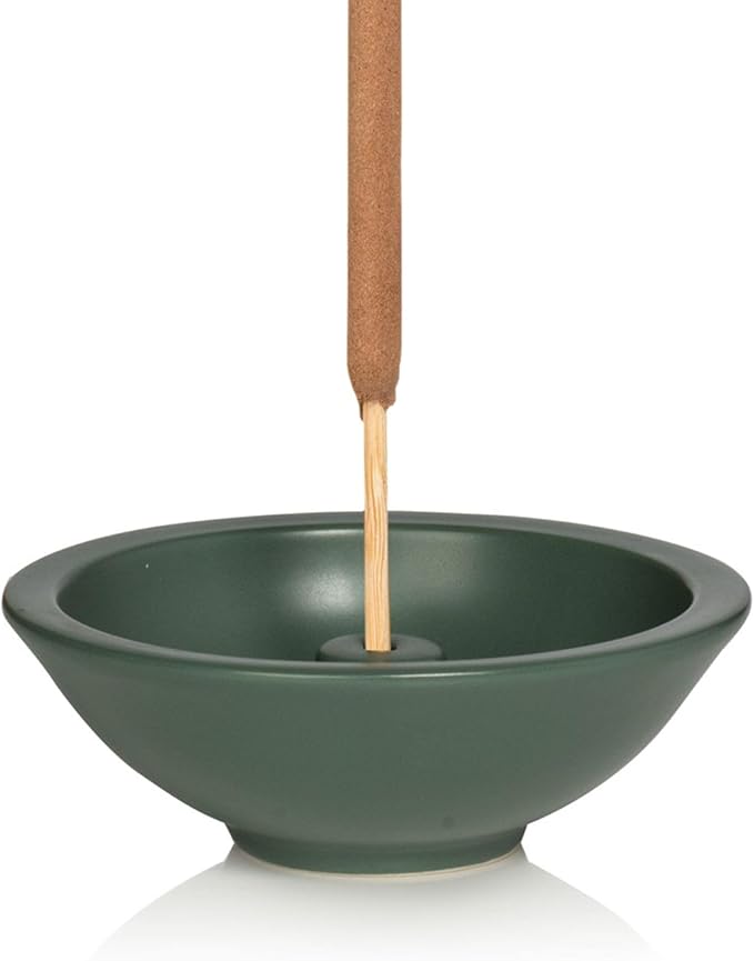 Murphy’s Naturals Stoneware Incense Stick Holder, Forest Green, 4.5” Ash Catcher for Outdoor Use, Durable & Stylish Design for Easy Clean-Up, 1-Pack