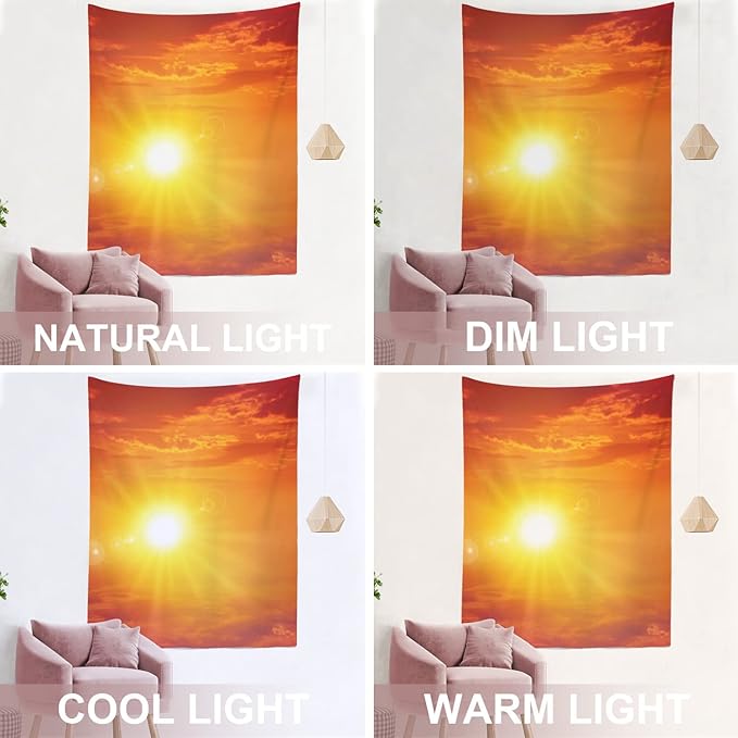 BaoNews Orange Nature Sunset Sunrise Tapestry, Large Wall Hanging Polyester Tablecloths Tapestry Bedroom Room Living Room Dorm 59.1 x 51.2 Inches