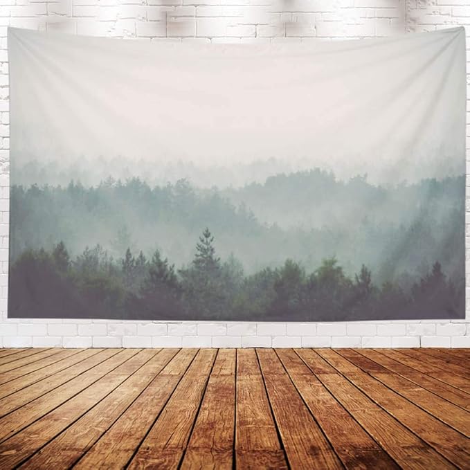 EMMTEEY Tapestry Wall Hanging, Tapestries Décor Living Room Bedroom for Home Inhouse by Printed 92.5X70.9 Inches for Panoramic View Misty Far Horizon Vintage Film Effect