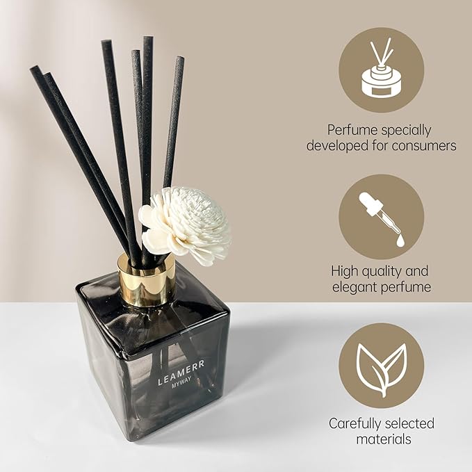Reed Diffuser with Natural Aroma Essential Oil My Way Scent- 6.3 oz (180 ml) Home Fragrance with Sticks Reed Diffuser Flower for Home Room Office Bathroom Shelf Decor