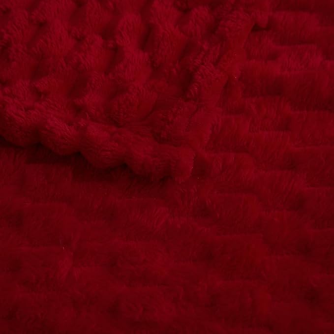 Red Throw Blanket 50"×70" inches Gifts for Mom Fuzzy 3D Jacquard Decorative Flannel Fleece Super Soft Plush Cozy Blanket for Couch Sofa Chair Lightweight