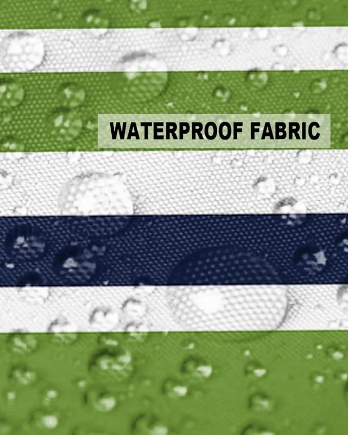 Outdoor Waterproof Throw Pillow Covers Set of 2 Navy Blue Green Stripes Decorative Outdoor Pillows Cushion Case 24x24 Inch Classic Striped Patio Pillows for Couch Sofa Bed Garden Office Home Decor