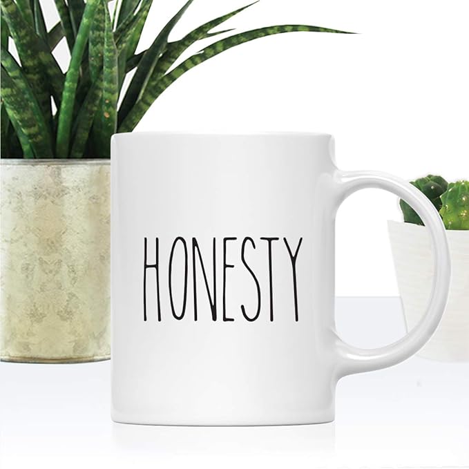 Andaz Press Rustic Farmhouse Kitchen Decor 11oz. Ceramic Coffee Tea Mug, Honesty, 1-Pack, Includes Gift Box, Minimalist Birthday Idea
