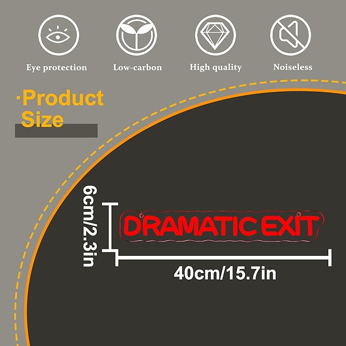 Dramatic Exit Neon Sign,USB Powered LED Neon Light Office Theater Decor, for Game Room Movie Theate Dramatic Room Decoration in a Creative Studio(15.7 * 2.3 in)