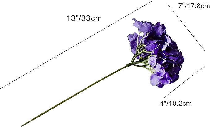 Mandy's 10 Stems Purple Silk Hydrangea Flowers – Artificial Centerpiece for Wedding & Home Decor