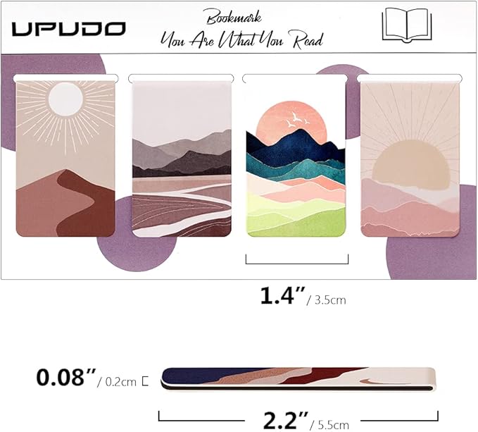 UpUDo 12 Pack Magnetic Bookmark, Book Marker Clip for Teachers, Students, Book Lovers, Printing on 2 Side