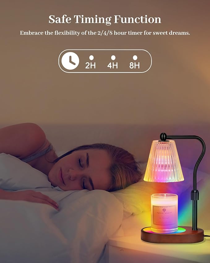 Candle Warmer Lamp with 7 LED Colors Lamp,Candle Warmer with Timer Dimmer Adjustable Height, for Women Mom,Birthday Gifts for Women Mom, Candle Lamp Warmer with 2 Bulbs