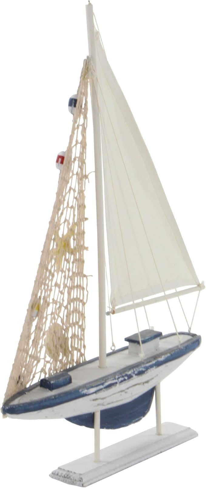 Deco 79 Wood Sail Boat Handmade Decorative Sculpture Home Decor Statues, set of 2 Accent Figurines 13" x 2" x 20", White