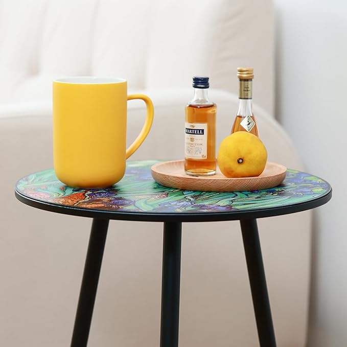 Outdoor Side Table 1 pcs Patio Side Tables for Outside End Tables Small Outdoor Table Round Patio End Table Modern Metal Side Table Outside, Patio, Indoor, Bedroom, Living Room, Small Spaces, Iris
