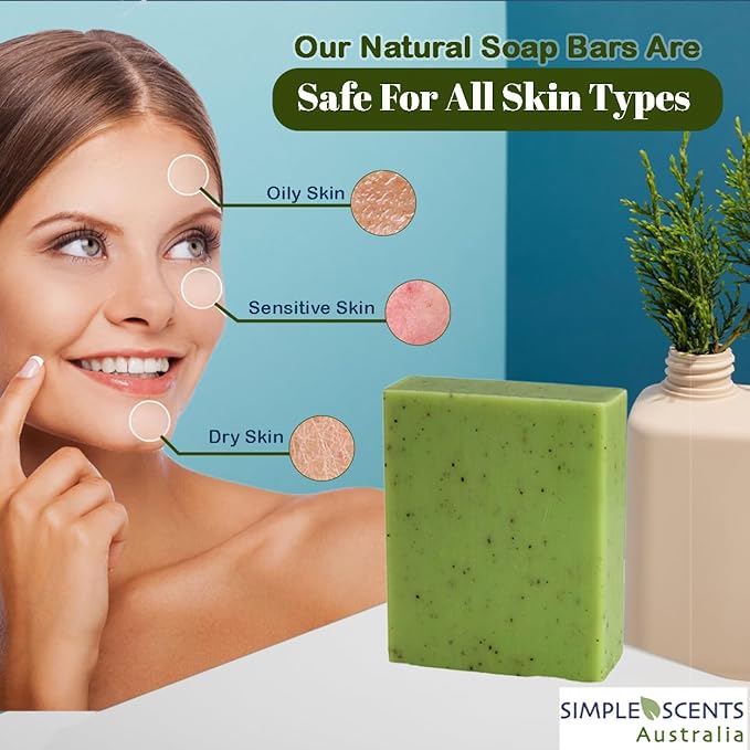 Eucalyptus Scented Natural Soap Bars (5 Bars), 3.5oz Moisturizing French Triple Milled Soap Bars Enriched with Shea Butter - Pure Plant Oil Bath & Body