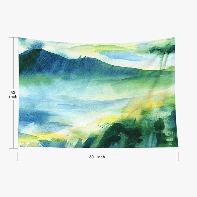 EMMTEEY Forest Mountain Tapestry - Colorful Mountain Landscape, Rain Forest, Green, 60x50, Perfect for Friends & Families