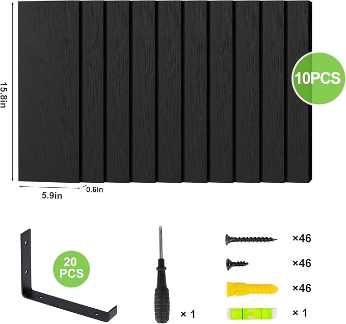 Fixwal 10 Pack Black Floating Shelves for Wall, Black Wall Book Shelves for Living Room Decor, Bedroom, Bathroom, Kitchen
