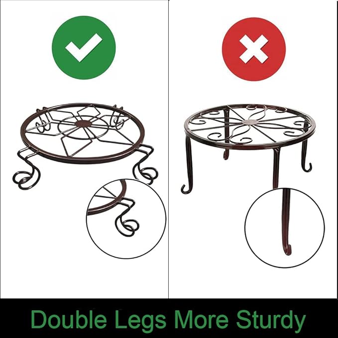 Flower Pot Stand Heavy Duty 2 Pack Planter Holder Indoor Outdoor Home & Garden Decor(Champagne)