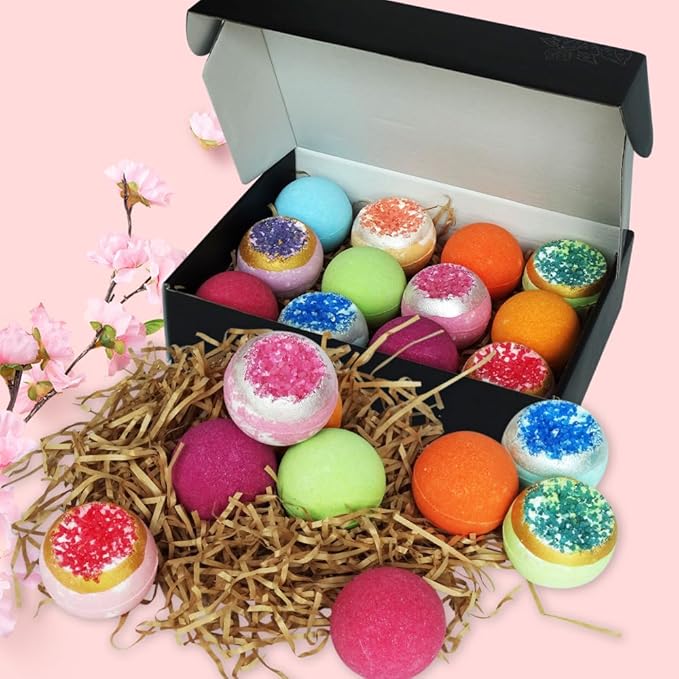 KAV Bath Bombs for Women Gift Set 12pcs, All Natural Organic Bubble Home Spa Bathbomb Gift Set for Her, Wife, Girlfriend, Mother, Christmas, Stocking Stuffer