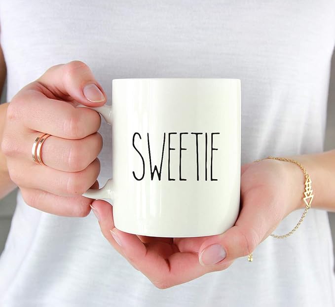 Andaz Press Simple Rustic Farmhouse Kitchen Decor 11oz. Ceramic Coffee Tea Mug, Sweetie, 1-Pack, Includes Gift Box, Minimalist Birthday Idea