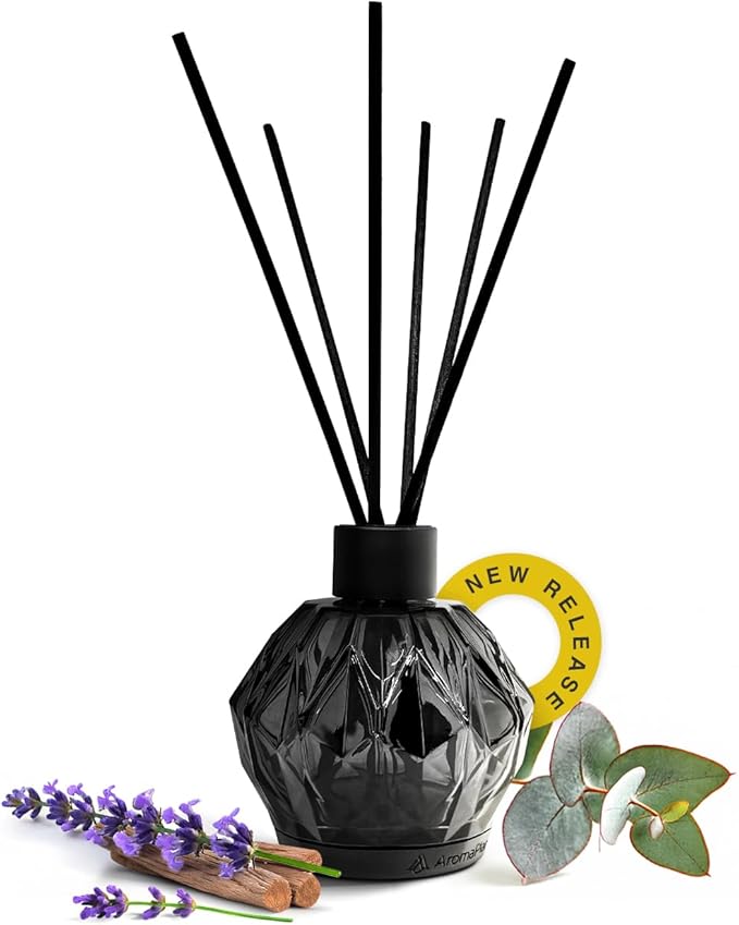Aromaplan Reed Diffuser, Minty Eucalyptus Scent Diffuser (8.45 fl oz, 250ml)- Luxury Reed Diffusers Set for Home- Includes Reed Diffuser Sticks & Fragrance Oil in Glass Bottle