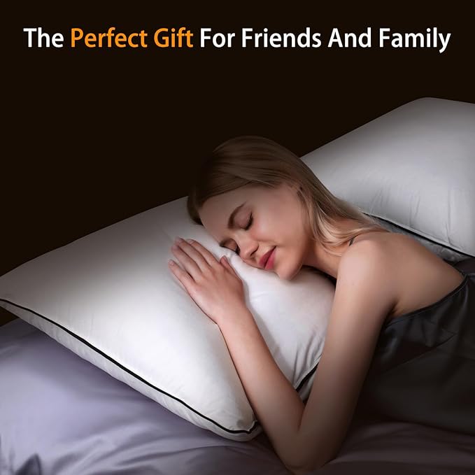 Natural Goose Down Pillows - White Down Pillow Standard Size - 550 Fill Power - Soft and Support Down Bed Pillow for Back,Side,Stomach Sleepers,1 Pack (20" x 26")