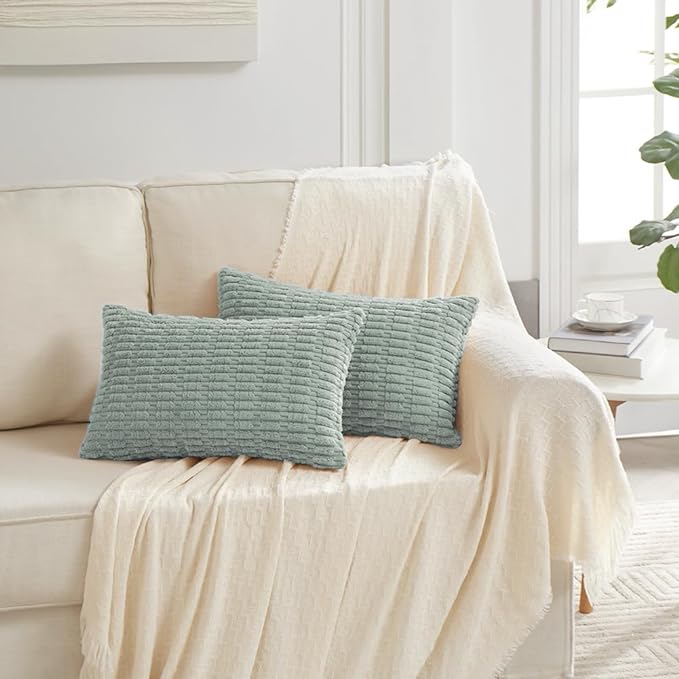 Fancy Homi 4 Packs Decorative Throw Pillow Covers for Living Room Couch Bed, Modern Farmhouse Boho Home Decor, Accent Cushion Case (16 x 24-Inch, Grey Blue)