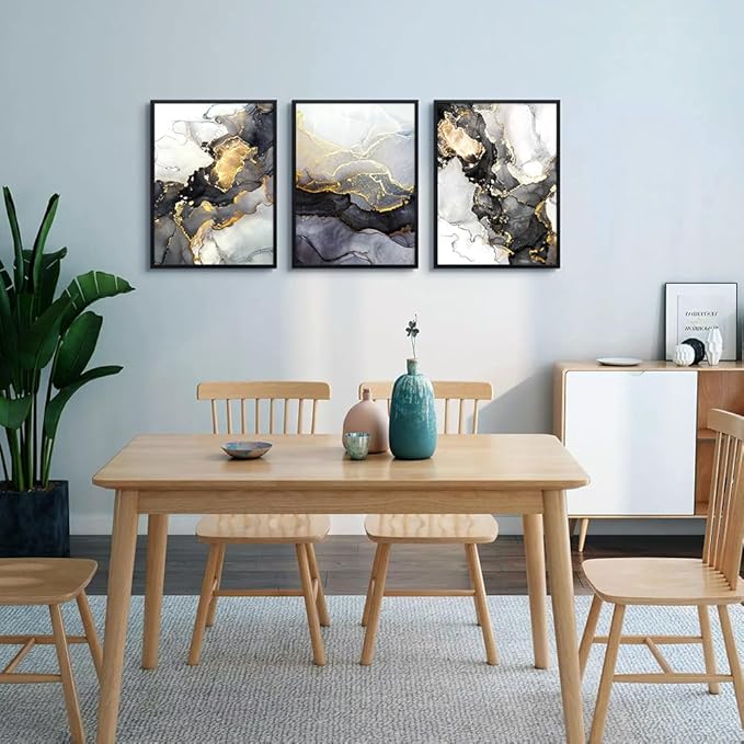 AHUASJART Abstract Wall Art, 3 Piece Framed Prints, Black Framed Animal Wall Decor, Bohemian Style, Living Room Wall Art, Home Decor, 12x16 inches Each Panel, 3 Pcs/Set