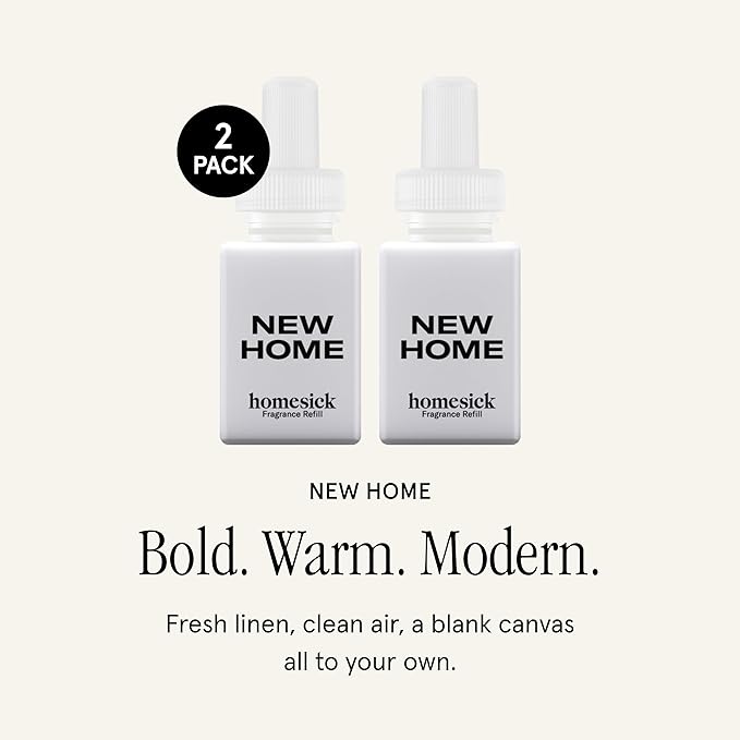 Pura & Homesick Home Scent Refill - Smart Clean Air Diffuser Fragrance - Up to 120-Hours of Luxury Fragrance per Refill - Household Essential - 2 Pack, New Home