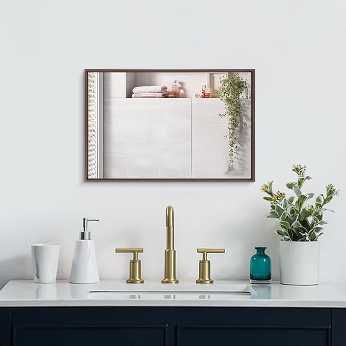 AAZZKANG Bathroom Mirror Rectangular Metal Framed Vanity Mirrors for Bedroom Bathroom Living Room Home Decor 20"x16"