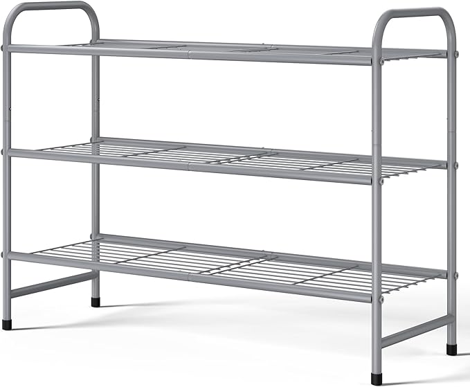 Kitsure Shoe Rack - Stainless Steel Shoe Organizer, Sturdy Shoe Rack for Closet and Front Door Entrance, Free Standing Shoe Shelf, Closet Organizers and Storage, Grey