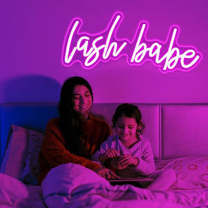 Lash Babe Neon Sign for Wall Decor, Beautiful Pink Lashes Baby Neon Sign for Lash Room Decor, LED Light Sign for Lash Salon, Beauty Room, Nails Hair Bar, Gift for Girls