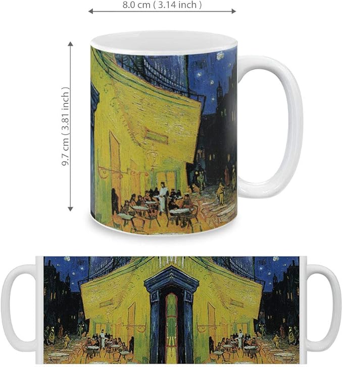 MUGBREW Classic Art Cafe Terrace At Night Vincent Van Gogh Ceramic Coffee Mug Tea Cup, 11 OZ