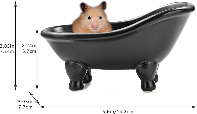 1piece 5.6" Black Ceramic Mini Bathtub Soap Dish Small Planter Makeup Organizer Container Hamster Bathtub (Black)