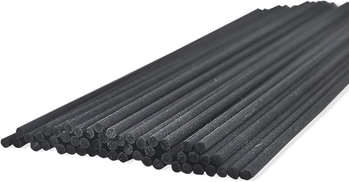 50pcs Fibre Reed Diffuser Sticks, DIY Home Fragrance Scented Oil Sticks (8" x 3mm, Black)