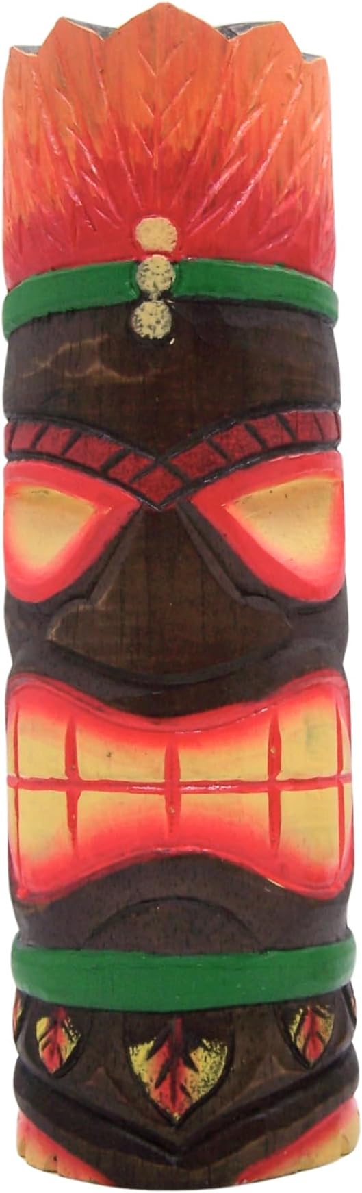 Painted Tiki Wooden Statues, Freestanding, Beach Décor, Set of 2 Assorted Colors, 12 Inches High
