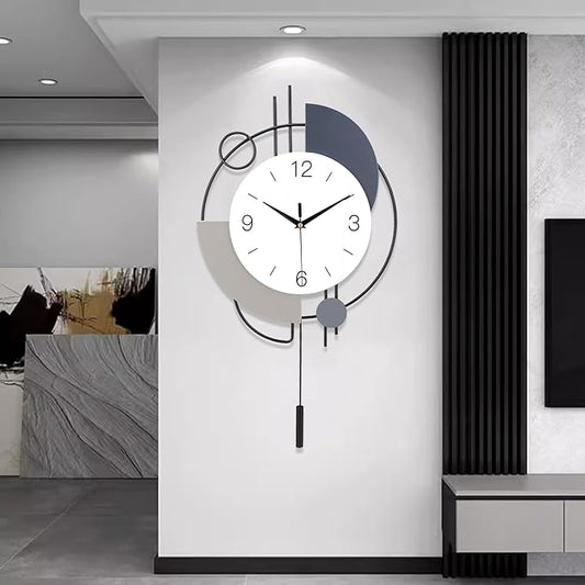 Wall Clock,Decorative Wall Clocks with Pendulum,Silent Quality Quartz Wall Clock Battery Operated,Large Wall Clock for Living Room,Kitchen,Home,Bathroom,Bedroom Wall Decor,16x26.5inch