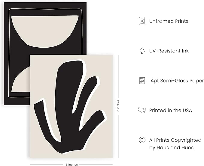 HAUS AND HUES Abstract Art Wall Decor - Set of 6 Modern Art Gallery Display, Abstract Minimalist Wall Art, Mid Century Modern Artwork, Modern Art Wall Decor Neutral Art (Unframed 8x10)