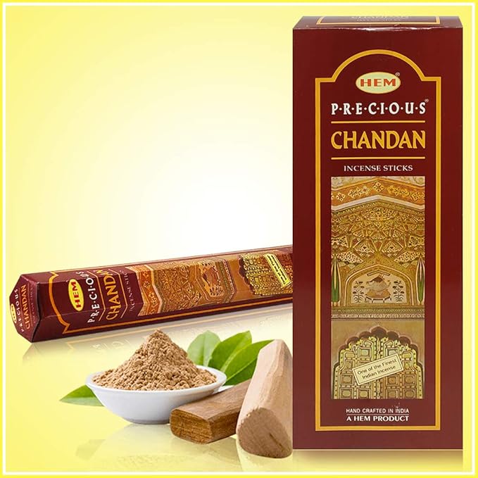 Precious Chandan (Indian Sandalwood) Incense Sticks and Incense Stick Holder Bundle Insence Insense Hem Incense Sticks