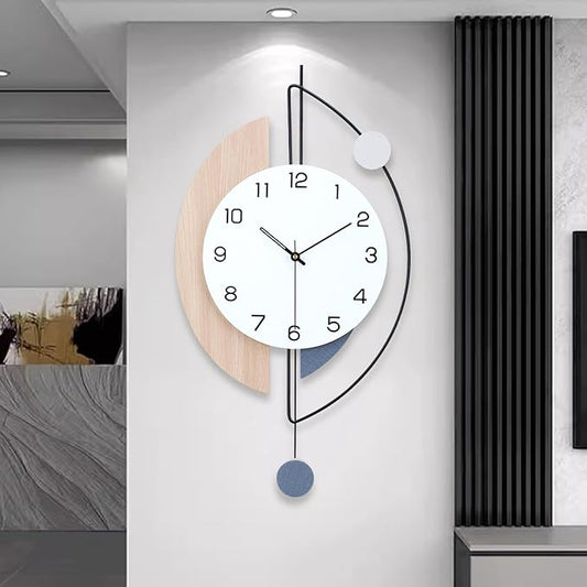 Wall Clock,Large Decorative Wall Clocks with Pendulum,Battery Operated Silent Quality Quartz Wall Clock for Living Room,Kitchen,Home,Bathroom,Bedroom Wall Decor,14x28.4inch