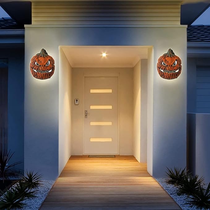 Halloween Decorations Outdoor Pumpkin Light Covers, 2 Pcs Halloween Porch Light Covers for Front Door, Garage, Outdoor