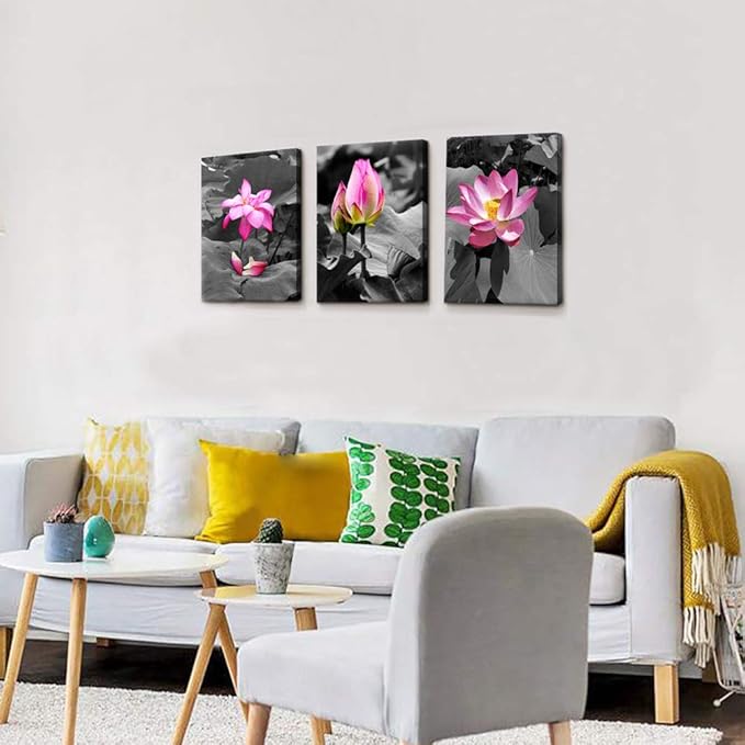 Canvas Wall Art for living room bathroom Wall Decor for bedroom kitchen artwork Canvas Prints green plant flowers painting 12" x 16" 3 Pieces Modern framed office Home decorations family picture