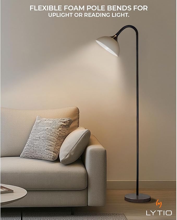 LYTIO Floor Lamps for Living Room, 71-Inch, 150W Incandescent Shade Cup for Warm Light, 3-Way Rotary Switch for Ease of Use, Satin Nickel Base