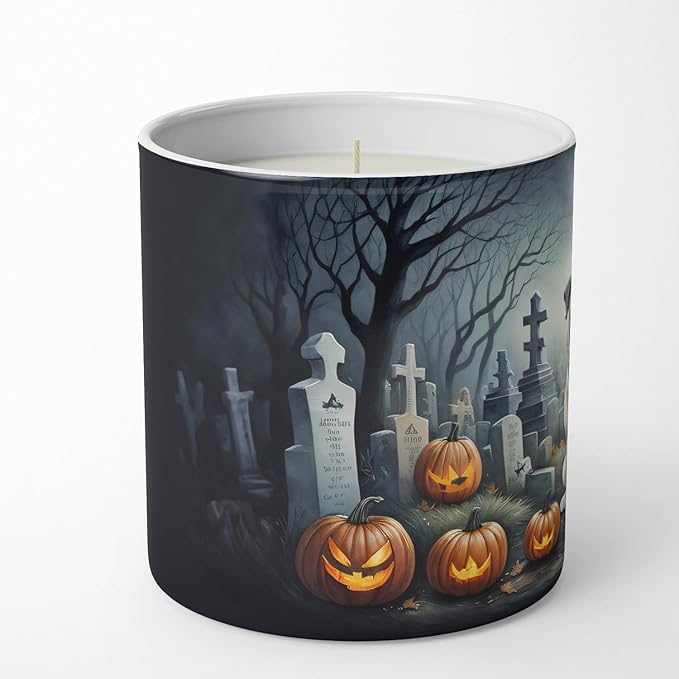 Caroline's Treasures DAC2040CDL English Bulldog Spooky Halloween Decorative Soy Candle Nature Soy Wax Essential Oil Home Decor Ideal for Bedroom Kitchen Bath Office Gift, 10 oz