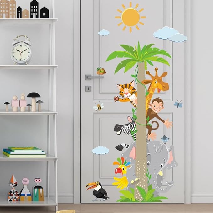 Fashion Kids Cartoon Animal Wall Sticker Set - Giraffe, Elephant, Monkey - Nursery and Bedroom DΓ©cor