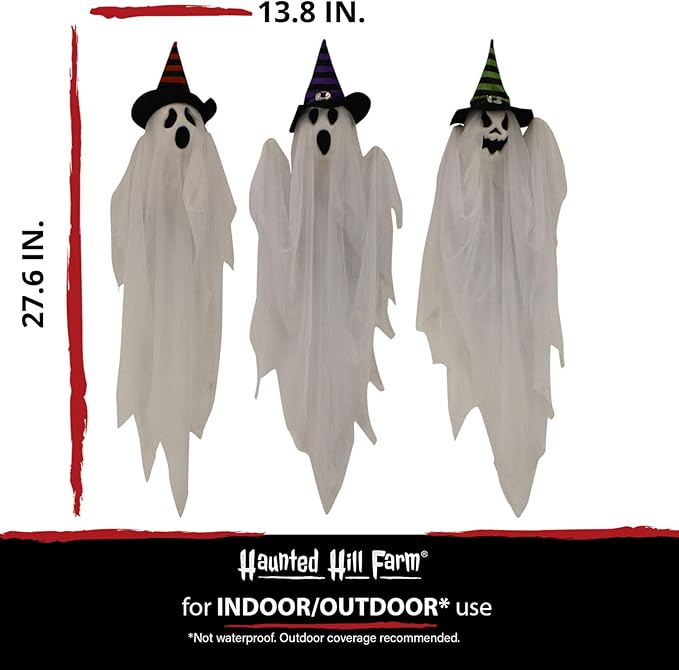 Haunted Hill Farm 26" Hanging Ghosts Halloween Animatronic
