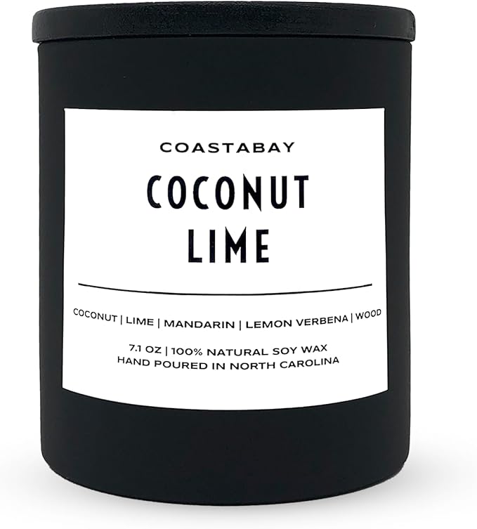 Coconut Lime Candle | Natural Soy, Spring and Summer Candles, Tropical Candle, Coconut Candles for Home, Lemon Verbena Scented, Citrus Candle, Organic, 7.1oz