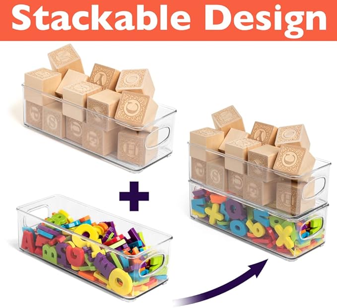 ClearSpace Plastic Pantry Organization and Food Storage Bin – Great Kitchen Storage – Fridge Organizer Bins – 4 Pack