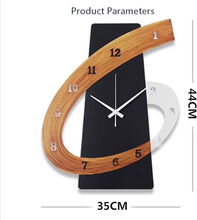 Modern Large Decorative Wall Clock,17 inch Black Silent Non-Ticking Nordic Metal Wall Clocks for Living Room Home Kitchen Bedroom Cafes Office Staircase,Arabic Numerals Quartz Clock(35x44cm)