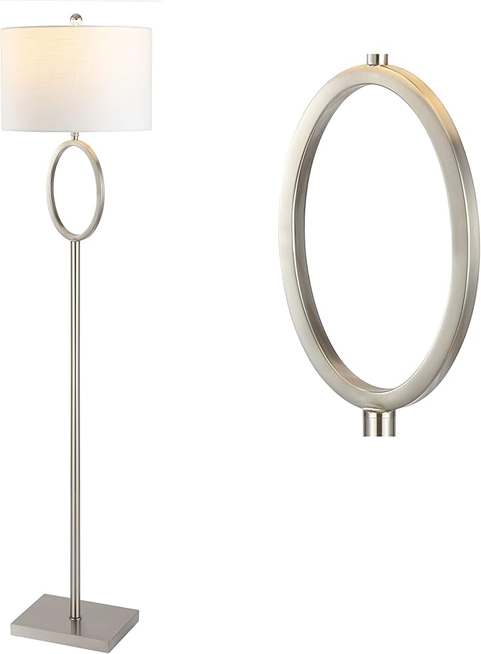 Jonathan Y JYL1089C April 61" Metal Modern Contemporary LED Floor Lamp, Modern, Contemporary, Glam, Traditional, Office, Living Room, Family Room, Dining Room, Bedroom, Hallway, Foyer, Nickel