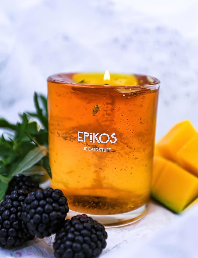 EPIKOS Scented Candles Aromatherapy Candle with Nighttime Illumination,12.35oz, 45-Hour Burn Time, Perfect Home Decor and Gift Choice, Floral, Fruity scents (Mango & BlackBerry)