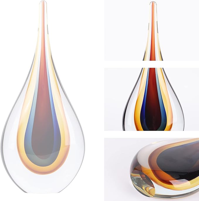DOVDOV Hand-Blown Glass Sculpture - Unique Mediterranean Decorative Glass Art Collection Statue, Suitable for Office, Bookshelf, Living Room Coffee Table, Mantelpiece Filling