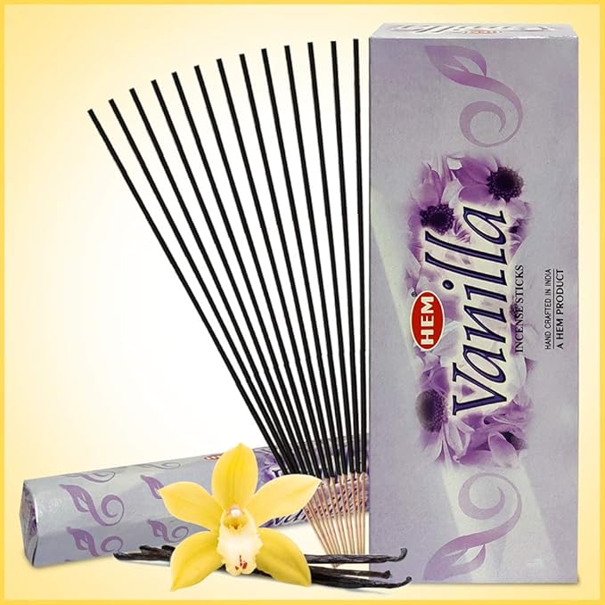TRUMIRI Vanilla Incense Sticks & Holder Bundle: 121 Pieces (6 Packs of 20), 1 Set